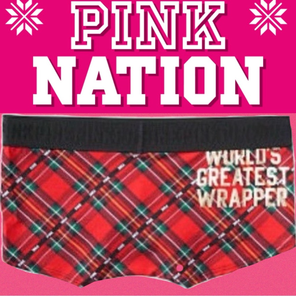 Victoria’s Secret Pink”Worlds Greatest Wrapper”Logo Boyshorts NWT - Picture 1 of 7